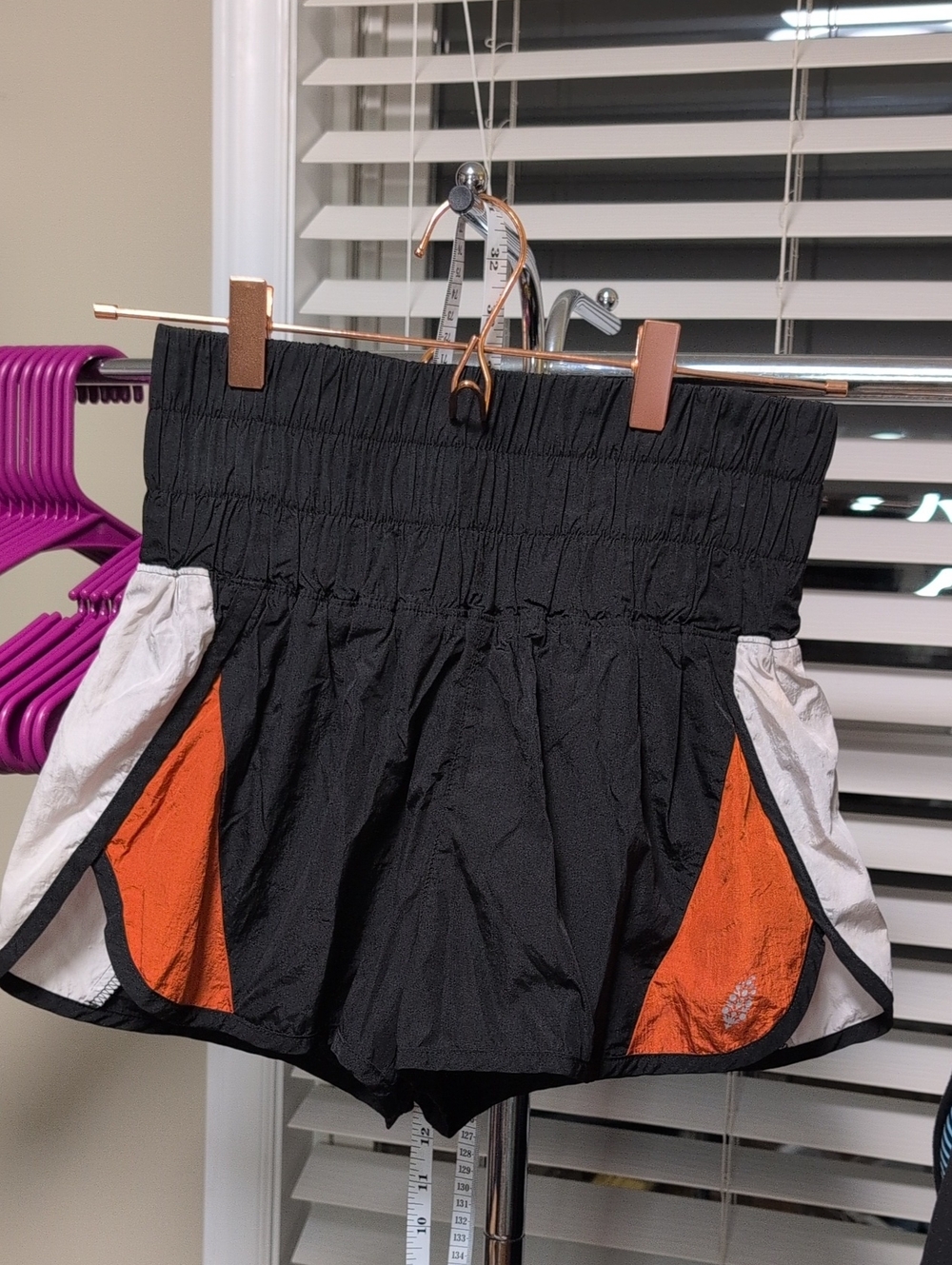 Free People Movement Women’s Black and Orange Athletic Shorts